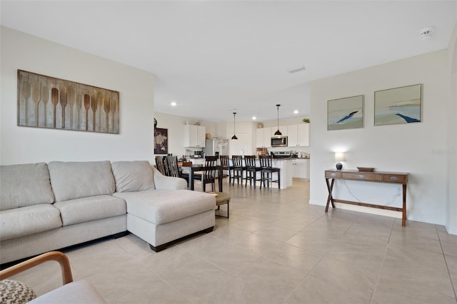 view of tiled living room