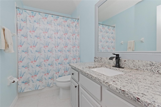 bathroom with tile patterned floors, toilet, and vanity