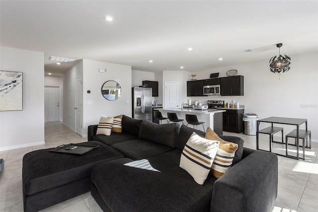 view of tiled living room