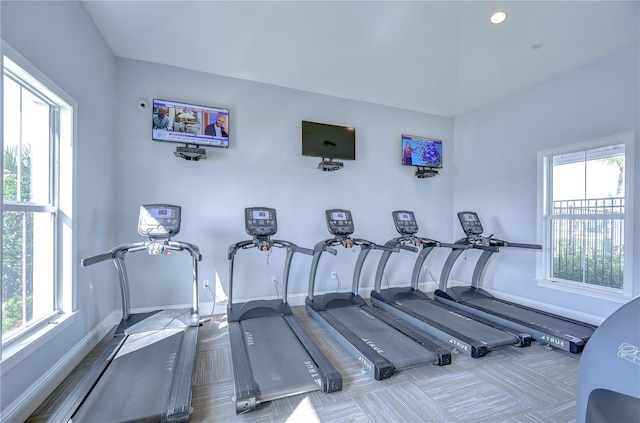 exercise room featuring a wealth of natural light