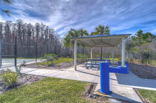 view of community with a gazebo