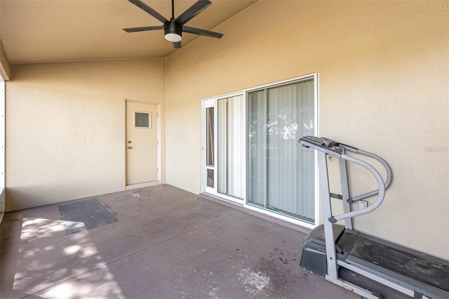 view of patio / terrace featuring ceiling fan