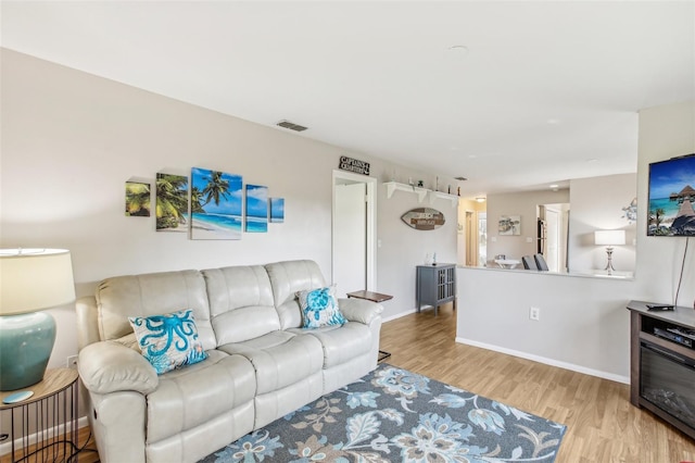 living room featuring light hardwood / wood-style flooring