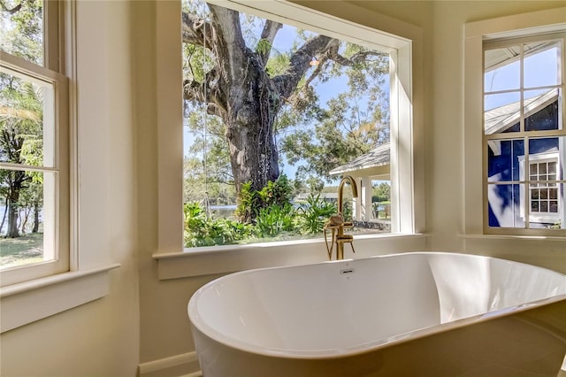 details featuring a tub to relax in and sink