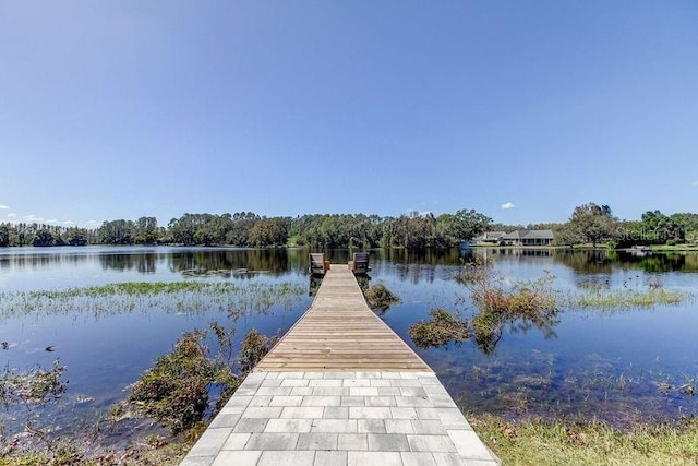 view of dock featuring a water view