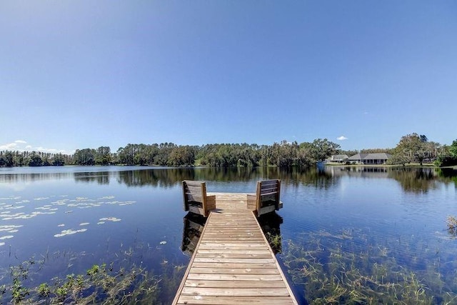 view of dock featuring a water view