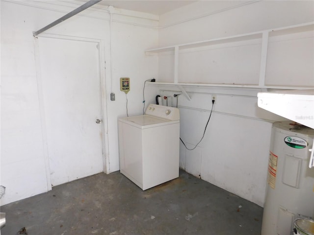 laundry area with washer / dryer and electric water heater