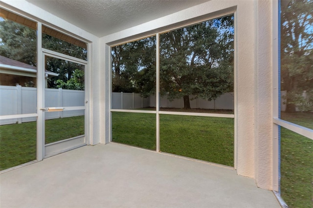 view of unfurnished sunroom