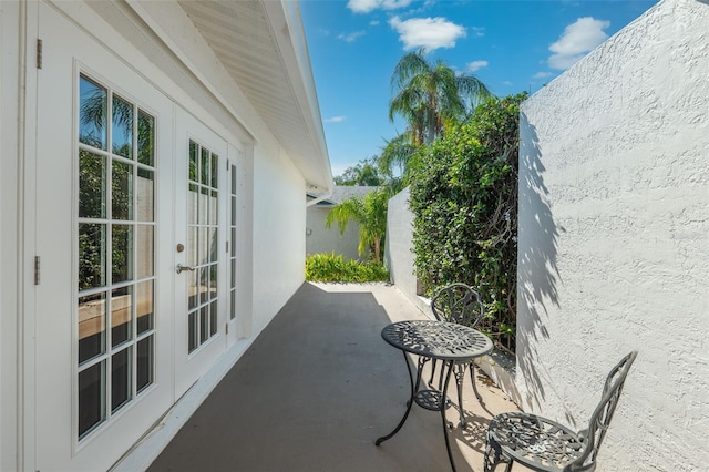 view of patio featuring french doors