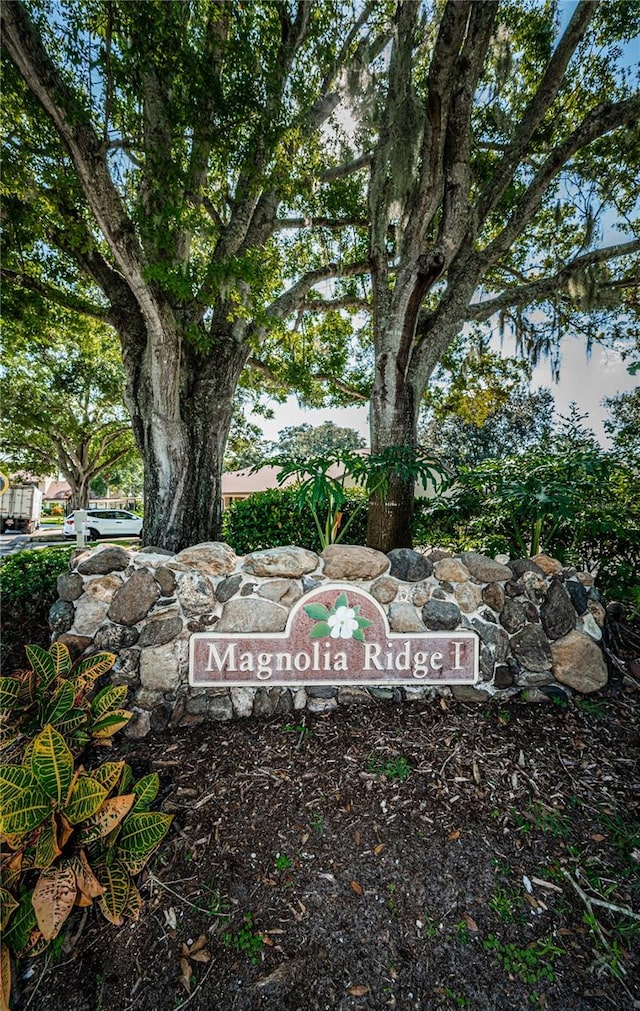 view of community sign