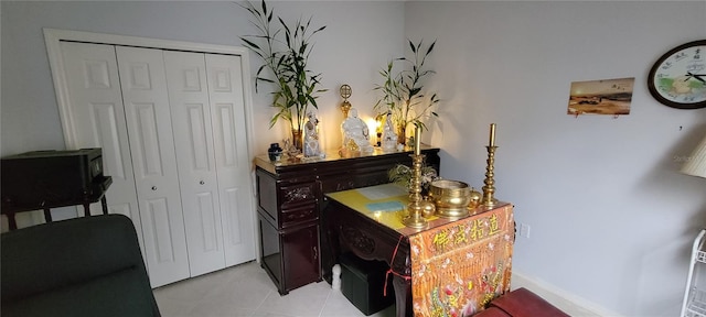 interior space featuring light tile patterned floors