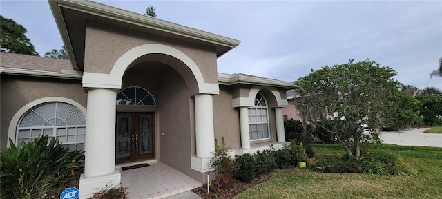 property entrance with french doors