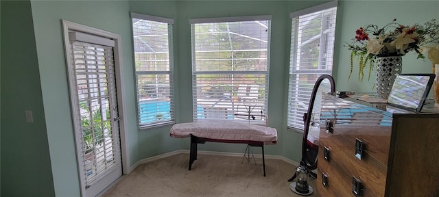 sitting room featuring carpet floors