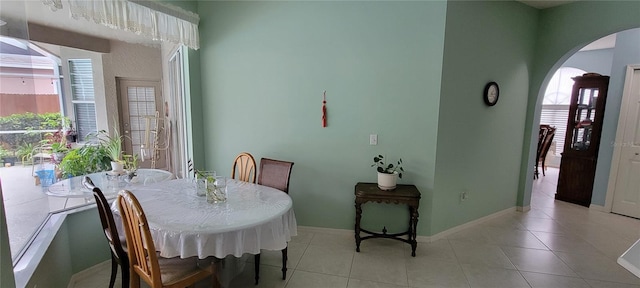 view of tiled dining room