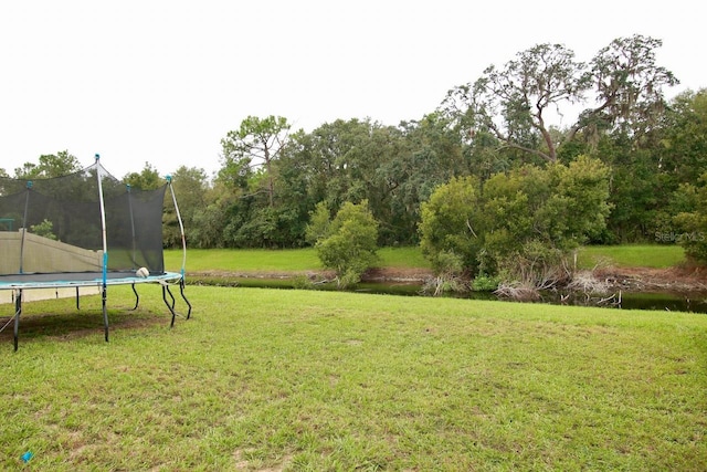 view of yard featuring a trampoline