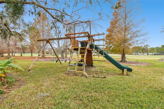 view of play area featuring a yard