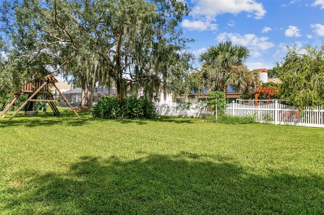 view of yard featuring a playground