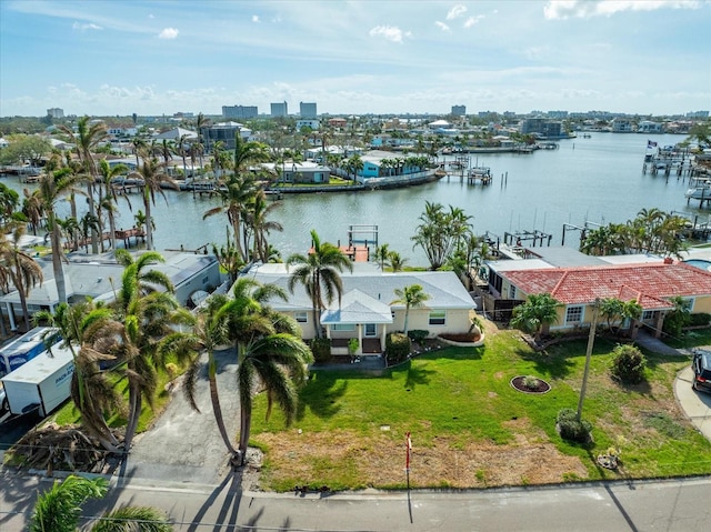 bird's eye view featuring a water view