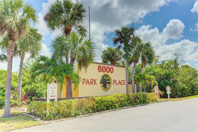 view of community sign