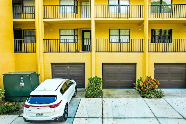 exterior space featuring a garage