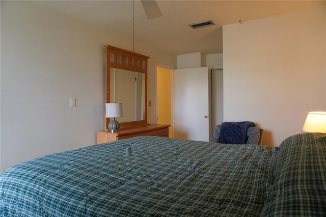 bedroom featuring ceiling fan