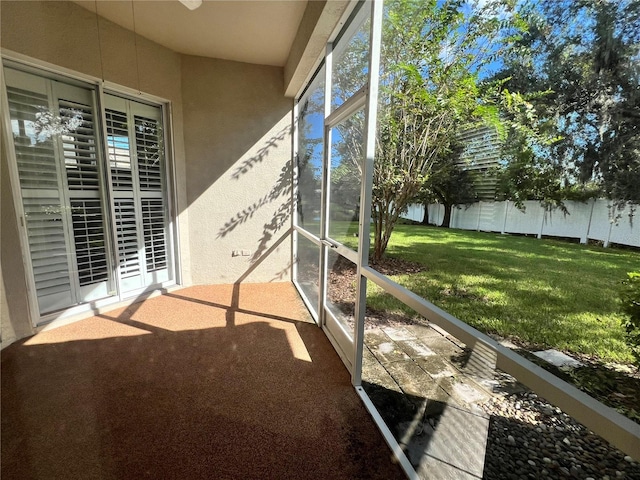 view of unfurnished sunroom