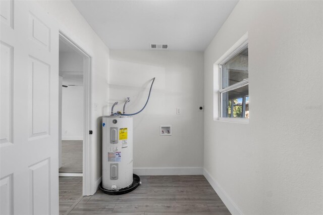 utility room with electric water heater