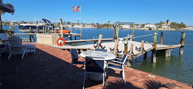 dock area featuring a water view