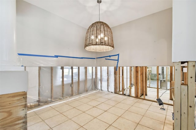 interior space featuring light tile patterned flooring