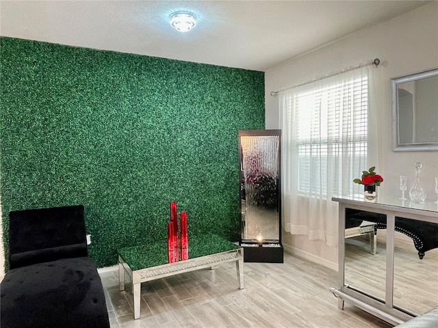 living area featuring hardwood / wood-style flooring