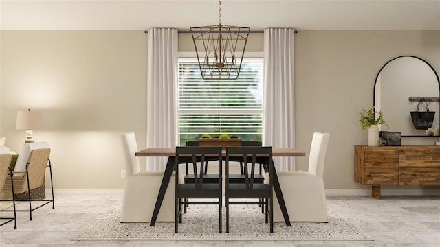 dining room with a notable chandelier