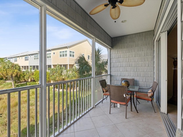 balcony with ceiling fan