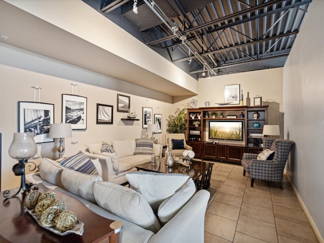 view of tiled living room