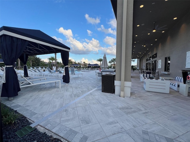 view of patio featuring a gazebo