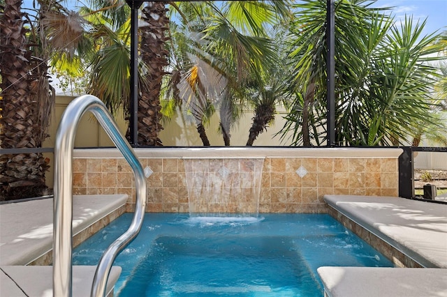 view of pool featuring a patio area and pool water feature