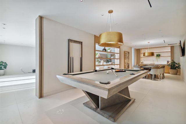 recreation room with billiards and light tile patterned flooring