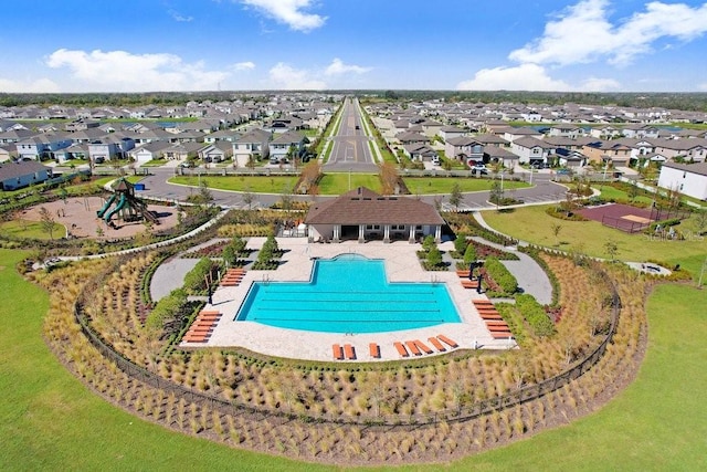 view of swimming pool with a patio