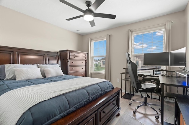 bedroom featuring ceiling fan