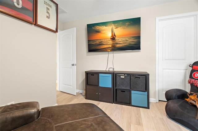 sitting room featuring light hardwood / wood-style flooring