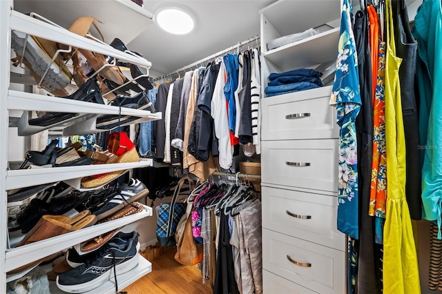 spacious closet with hardwood / wood-style floors