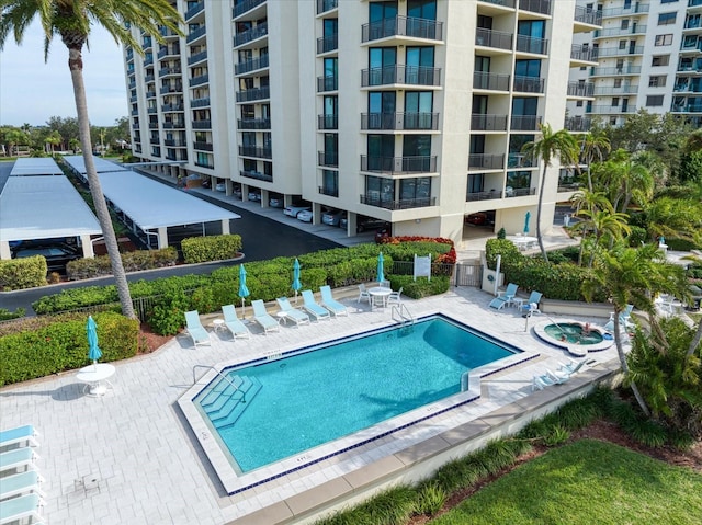 view of pool featuring a patio area