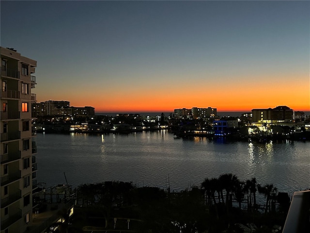 property view of water featuring a city view