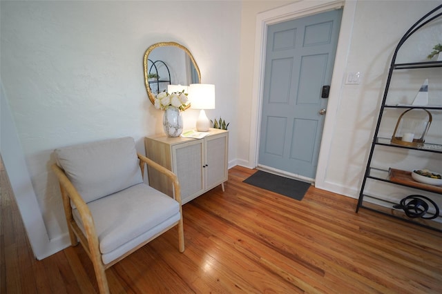 foyer entrance with light hardwood / wood-style floors