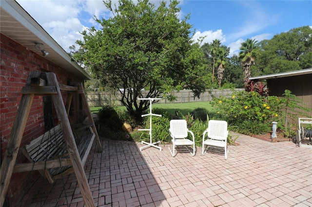 view of patio featuring a fenced backyard