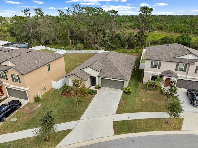 aerial view featuring a residential view