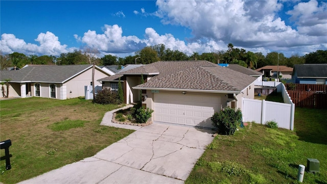 view of front of house featuring a garage and a front lawn