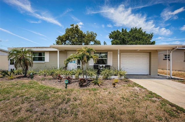 single story home with a garage