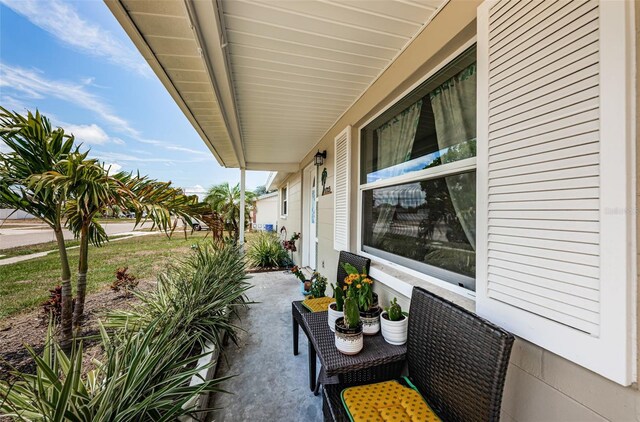 balcony with a patio area