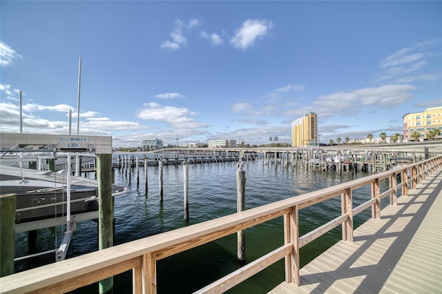 dock area featuring a water view