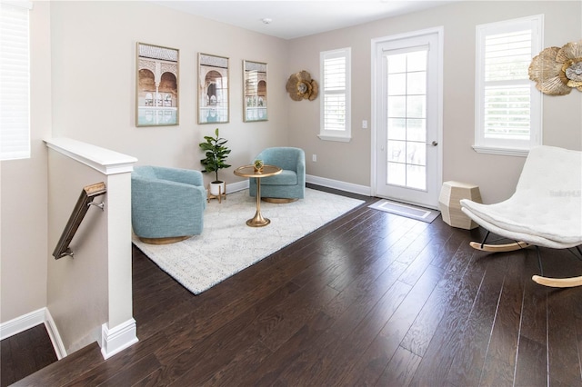 living area with wood-type flooring